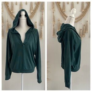 Free People FP Movement green stonewashed hoodie apres ski long sleeve top large